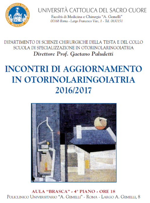 INCONTRI DI AGGIORNAMENTO IN OTORINOLARINGOIATRIA 2016/2017